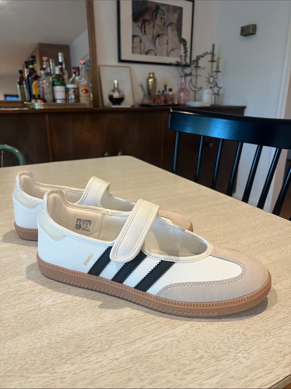 Adidas Samba Jane Sneakers in White/Black/Tan- see pictures and notes for size